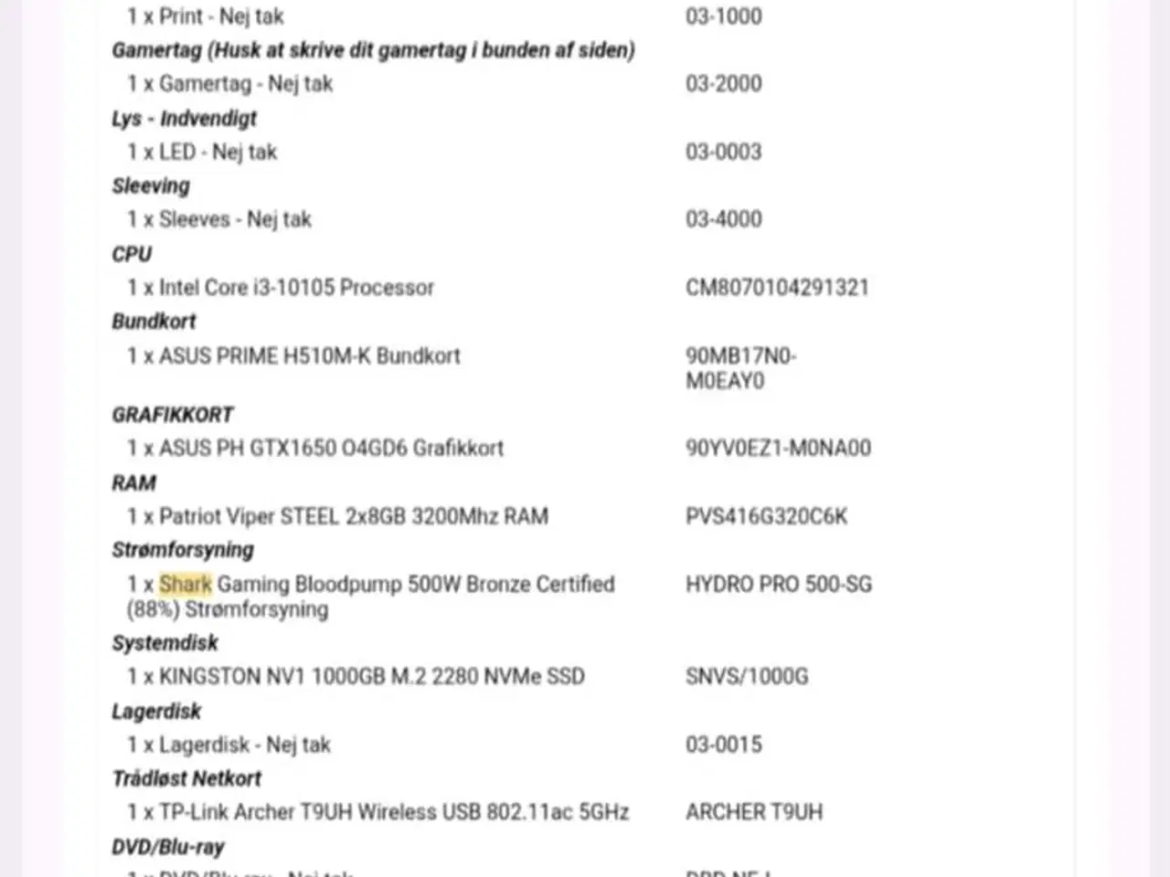 Billede 1 - Gaming Computer Selvbyg 