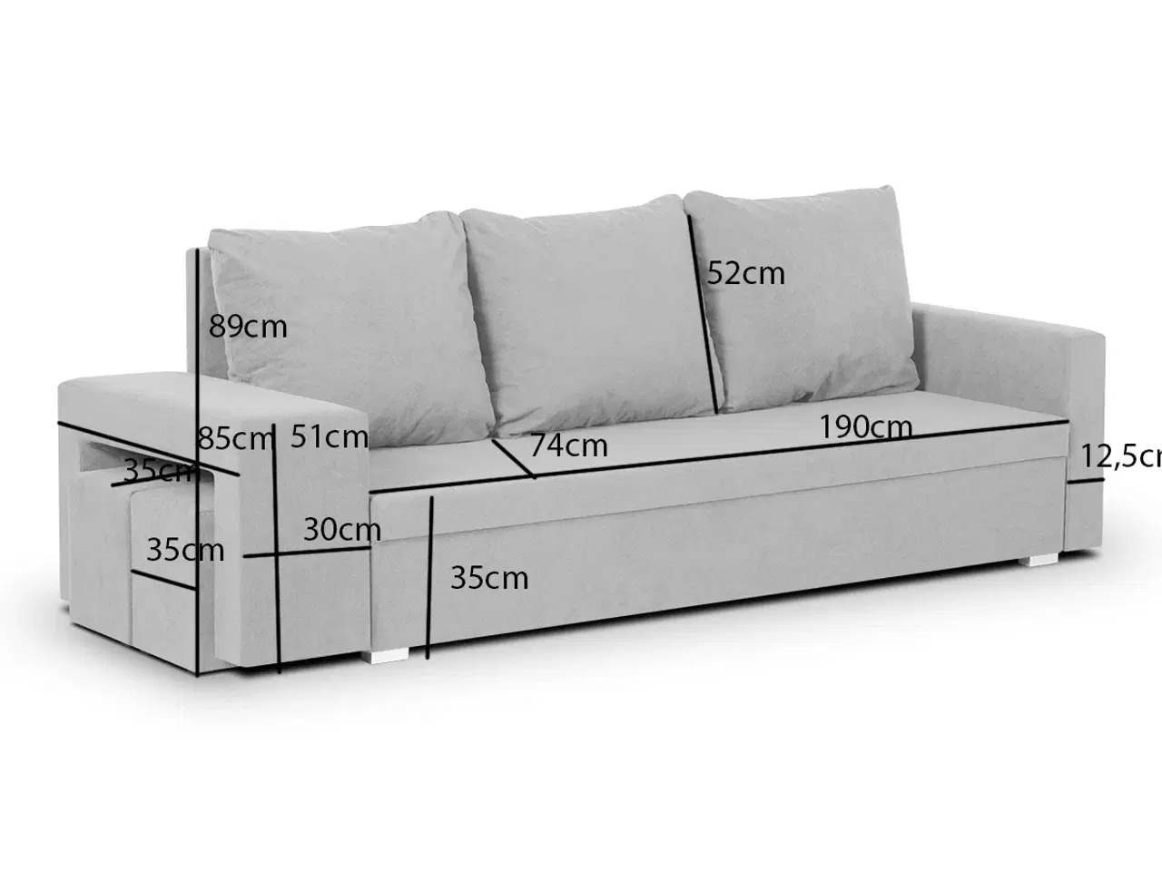 Billede 8 - 3-per. sofa med sovefunktion DOTEKS-2 Brun