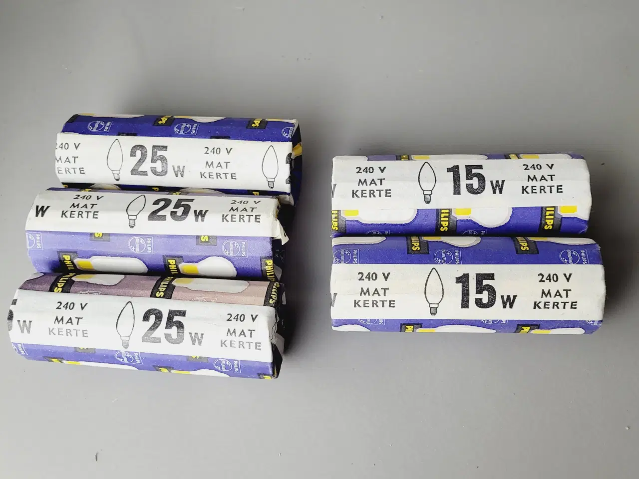 Billede 2 - ⭐️: 5 stk Vintage Philips "MAT KERTE" glødepærer –