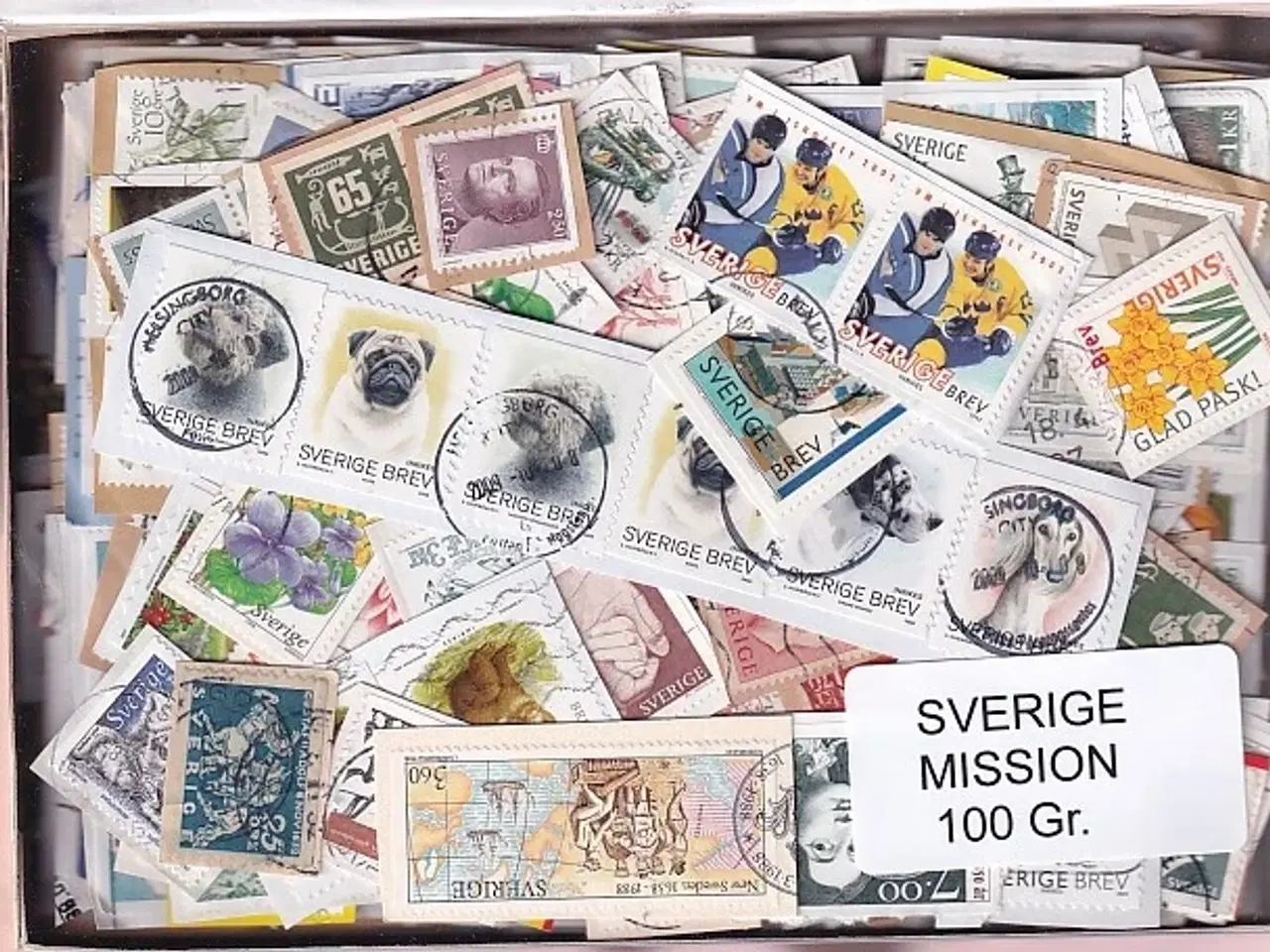 Billede 1 - Sverige Mission - 100 g. Tæt enkeltklip, mange mærker.