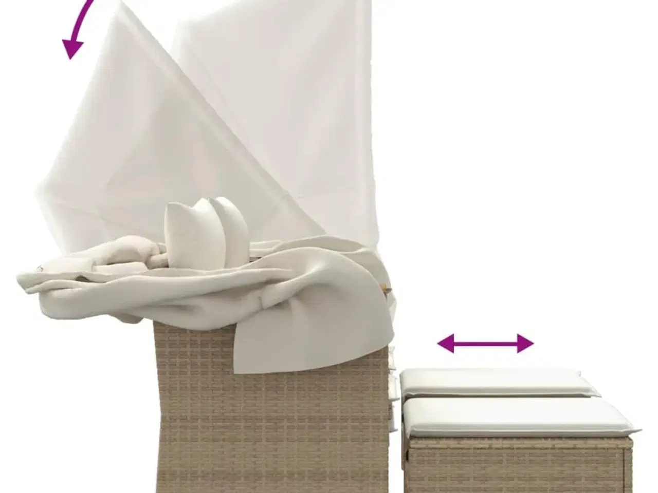 Billede 7 - 2-personers havesofa med baldakin og skamler polyrattan beige