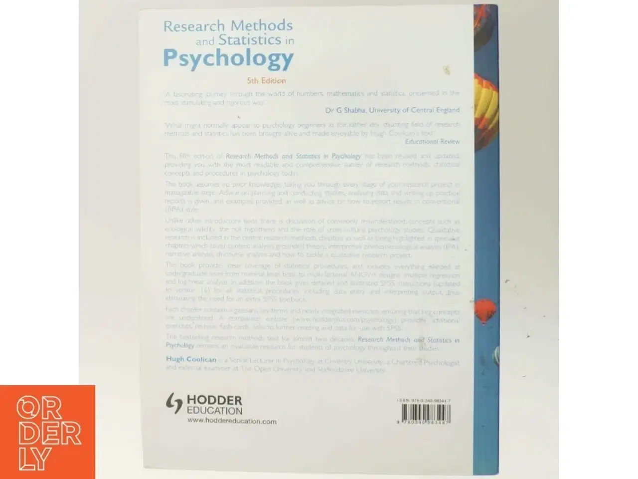 Billede 3 - Research Methods and Statistics in Psychology af Hugh Coolican (Bog)