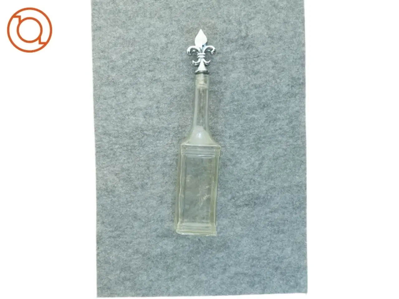 Billede 1 - Antik Glaskaraffel og korkprop med sølv fransk lilje (str. 39 x 8 cm)