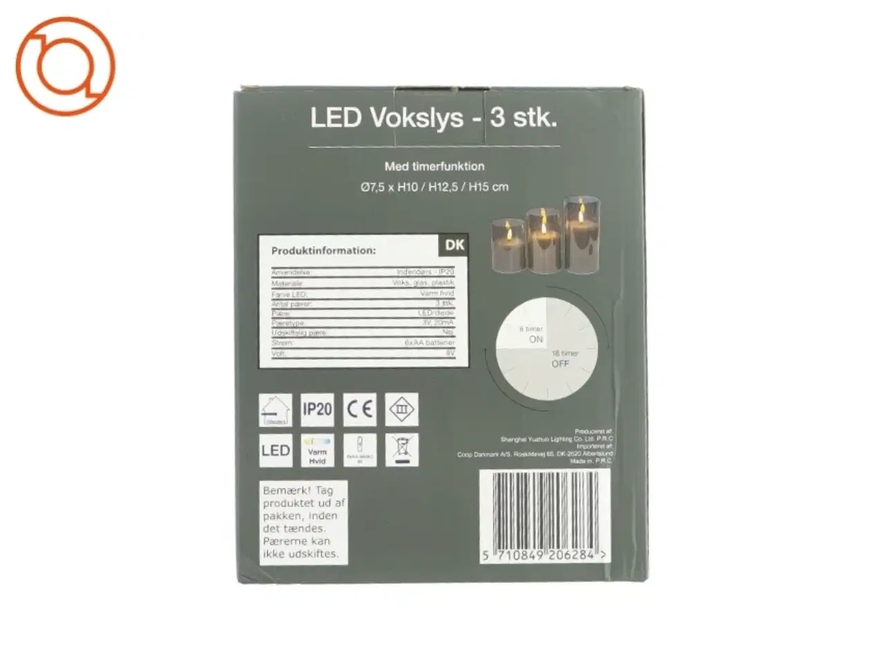 Billede 2 - LED vokslys 3 styk (str. HØ: 10 x 12,5 og 15 x7,5)