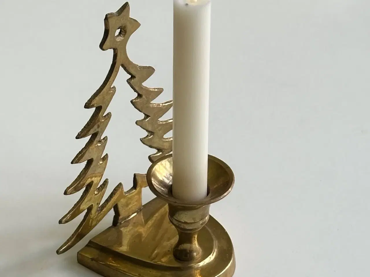 Billede 3 - Messingstage m juletræ, juletræslys