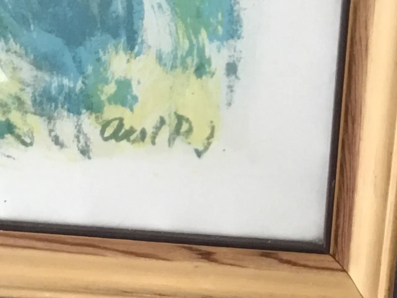Billede 3 - Original- Akvarel med pastel af Axel p j i ramme