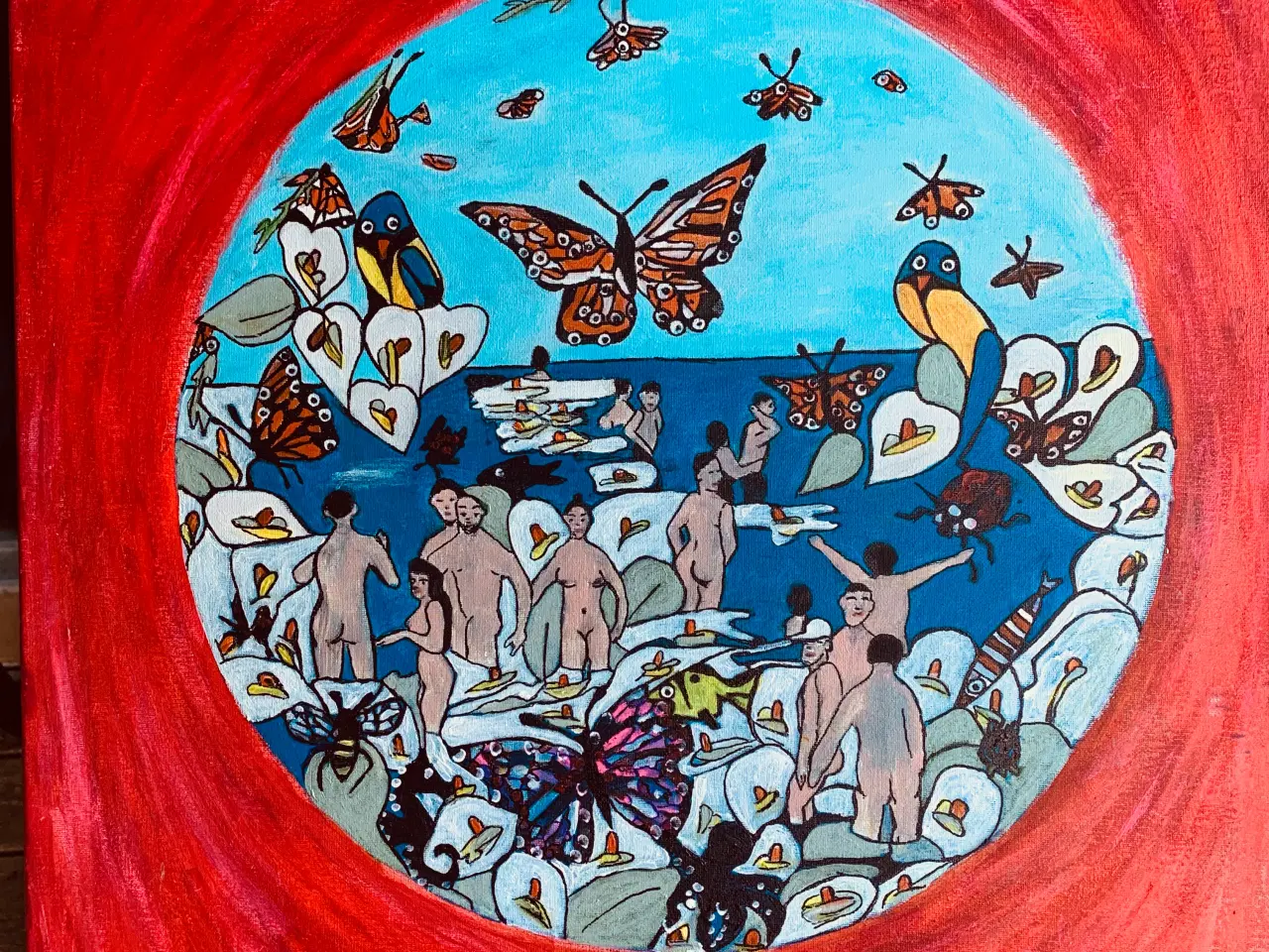 Billede 1 - Akrylmaleri, badende mennesker. 80x60