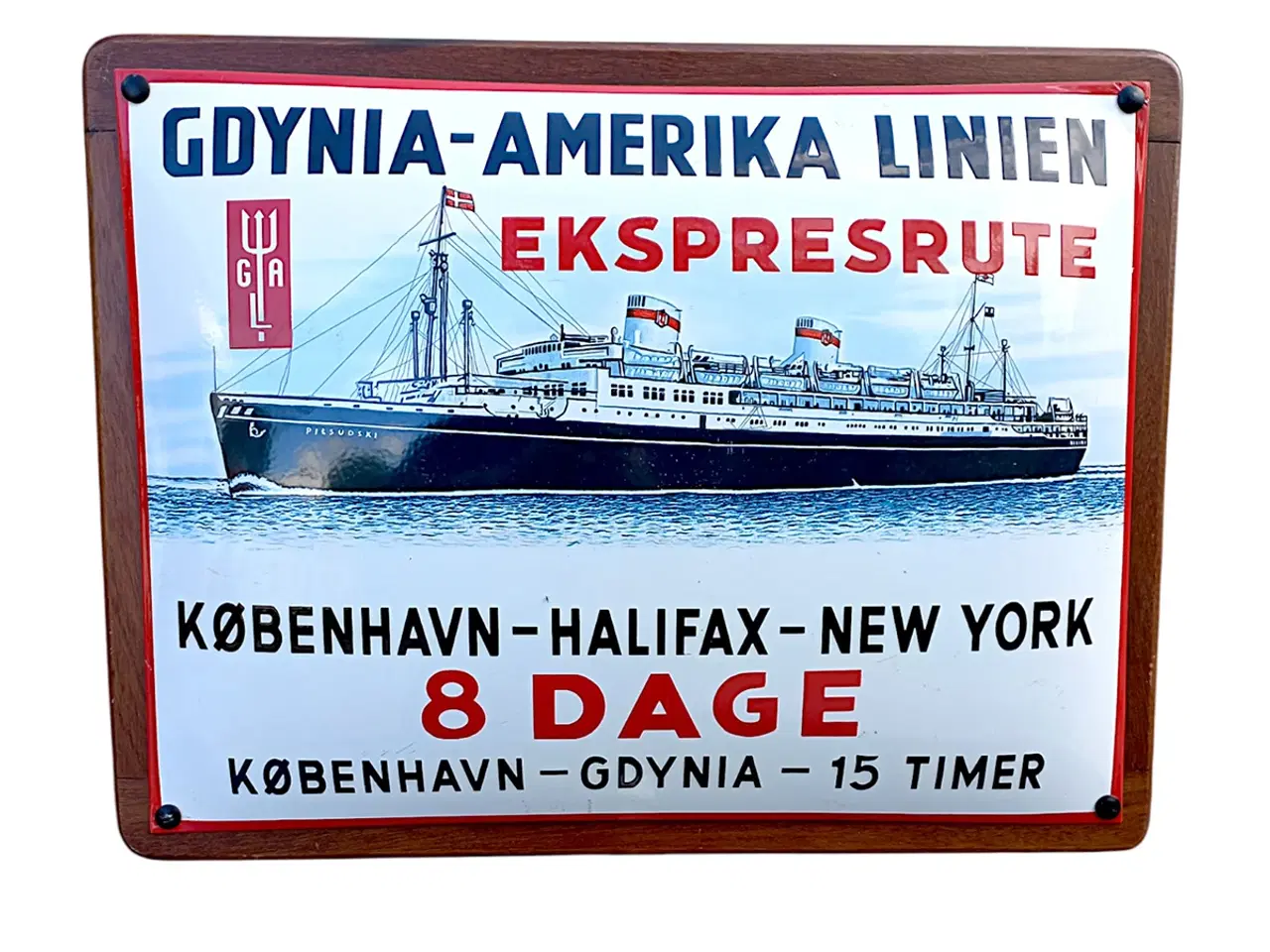 Billede 1 - Stort retro emaljeskilt Gdynia-Amerika Linien