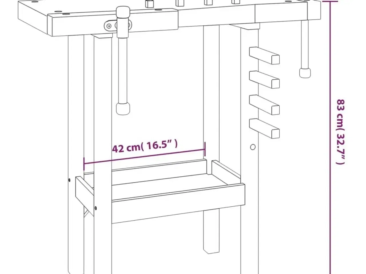 Billede 9 - Arbejdsbord med skruestik 92x48x83 cm massivt akacietræ