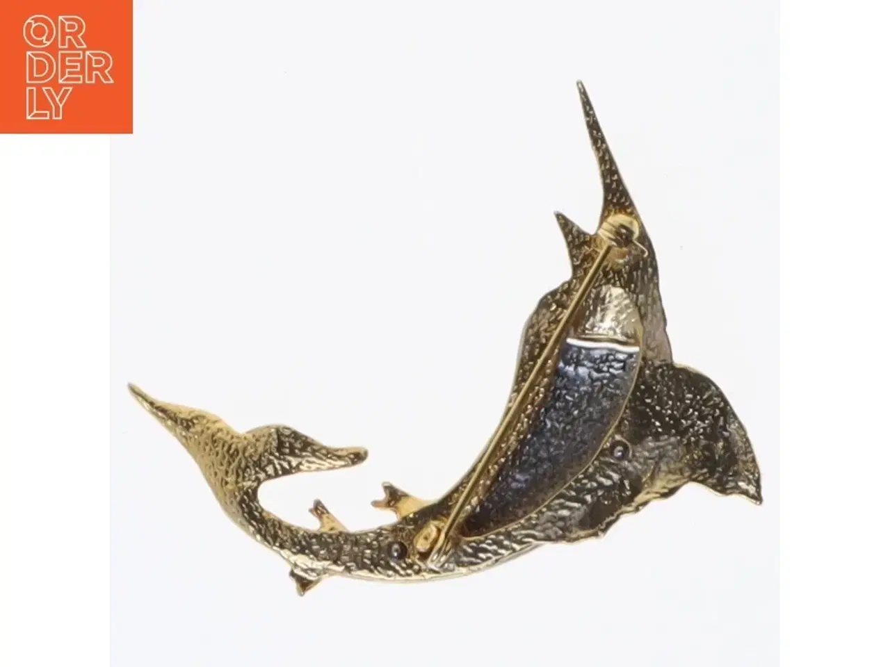 Billede 2 - Guldfarvet marlin fisk broche (str. 5 komma 5 x 5 cm)
