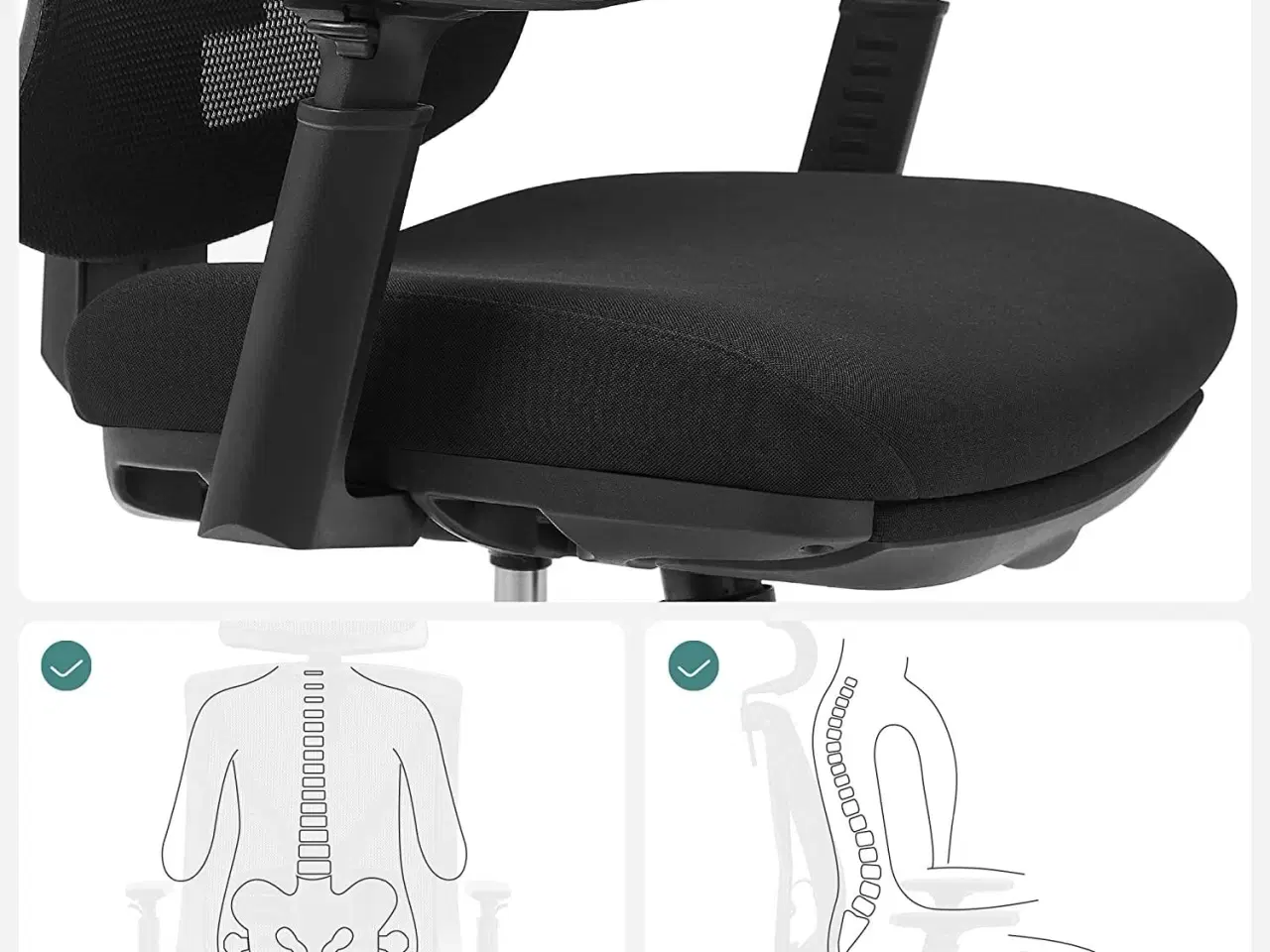 Billede 5 - Kontorstol ergonomisk med fodstøtte – sort