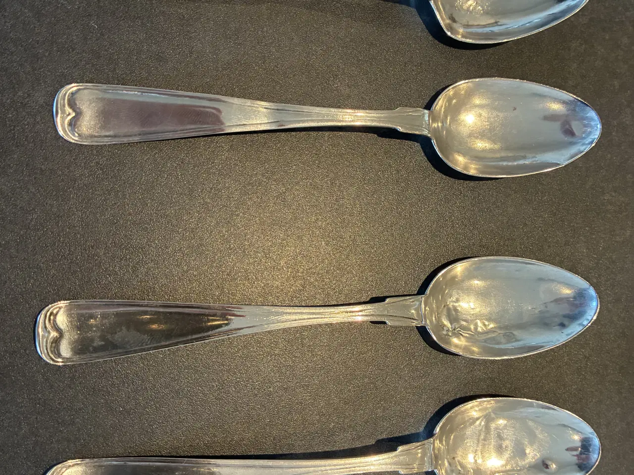 Billede 1 - Gamle dobbeltriflet teskeer i sølv