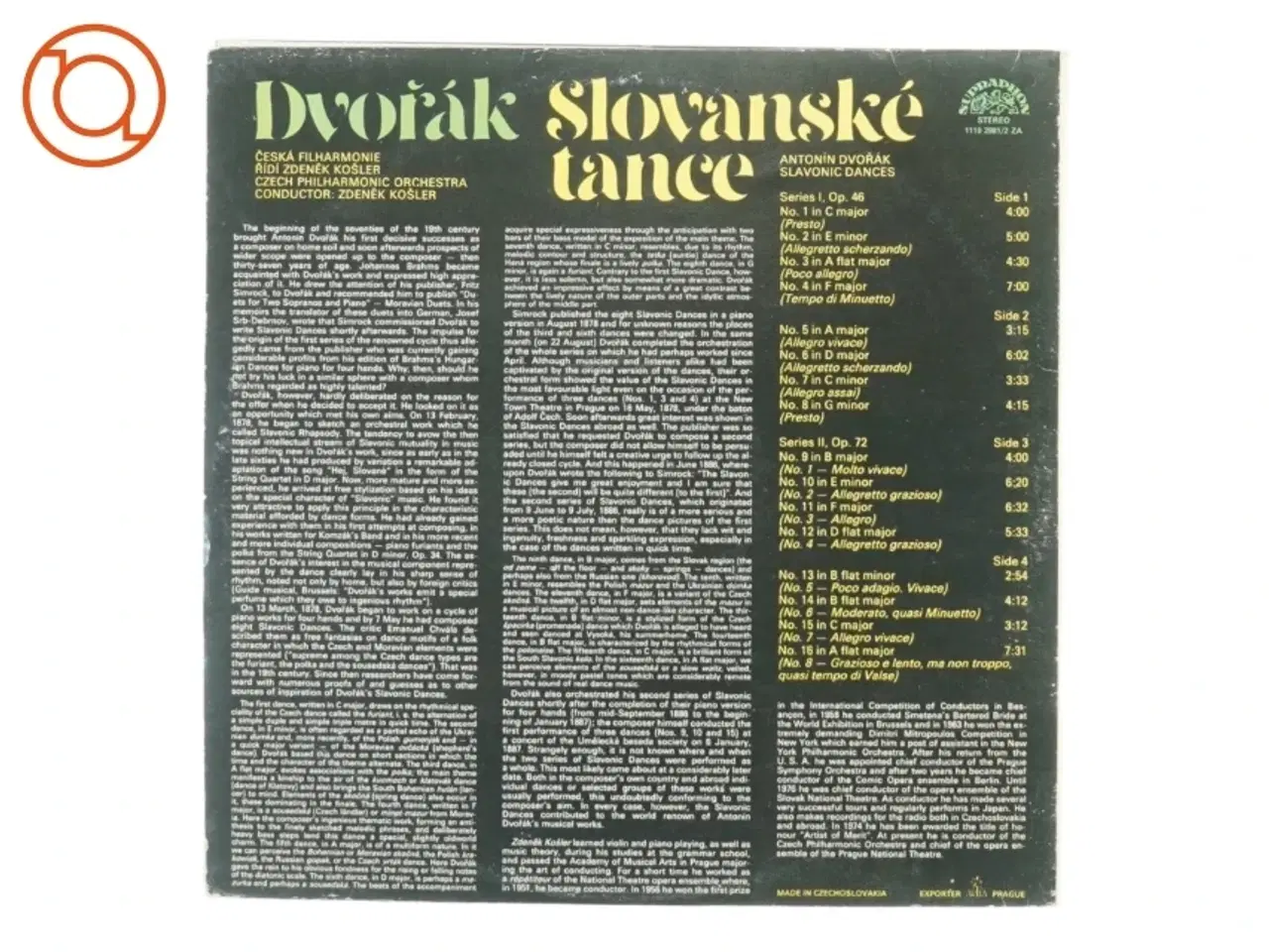 Billede 2 - Anton&#237;n Dvoř&#225;k, Slovanske tance fra Suprahon (str. 30 cm)