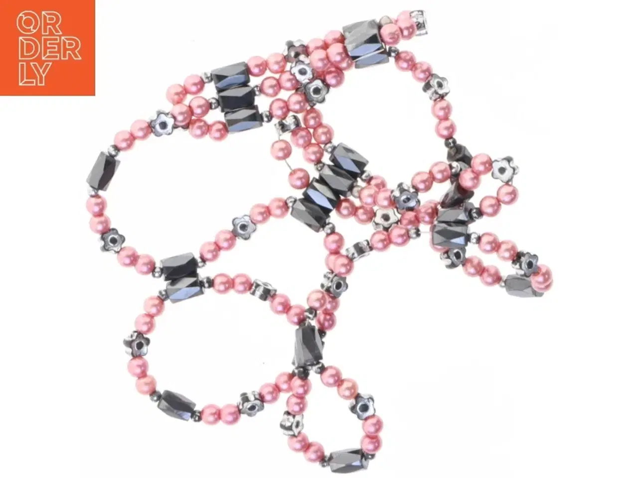 Billede 1 - Perlehalskæde med krystal og glasperler (str. Længde 89 cm)