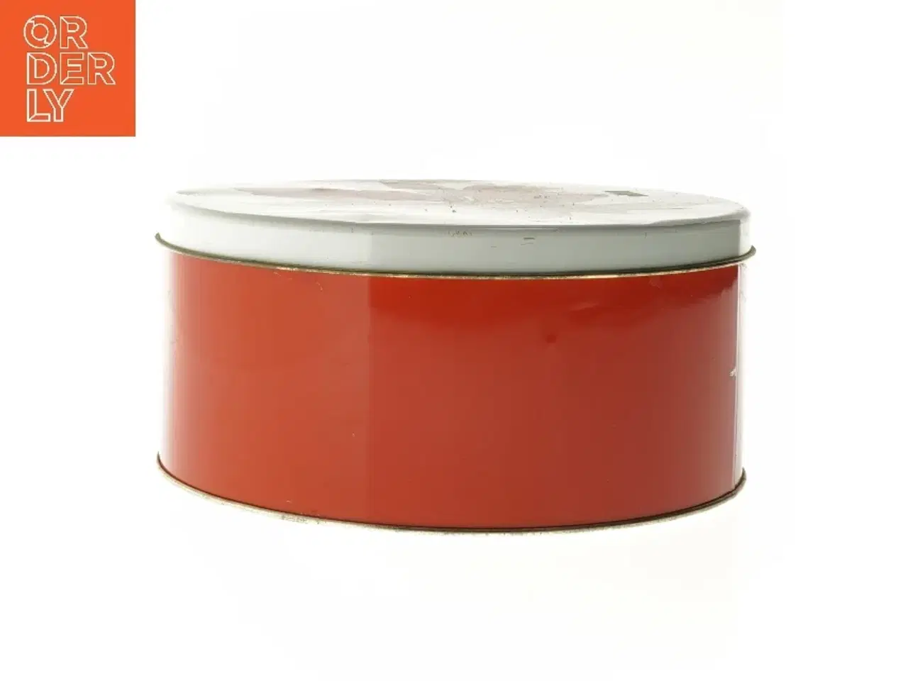 Billede 2 - Rund metaldåse med poinsettia dekoration (str. Ø 22 cm)