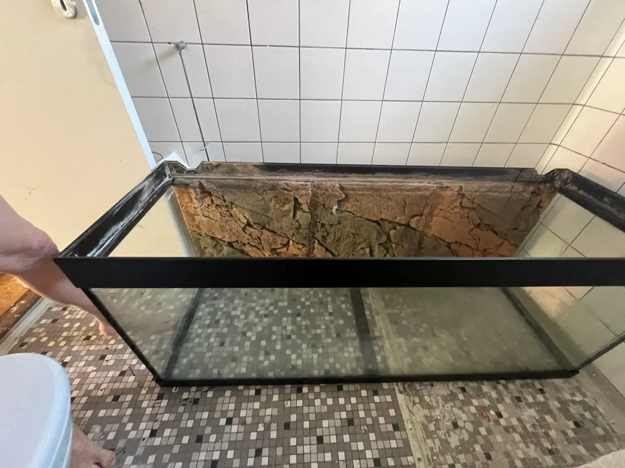 Billede 1 - Stort akvarie med sten baggrund