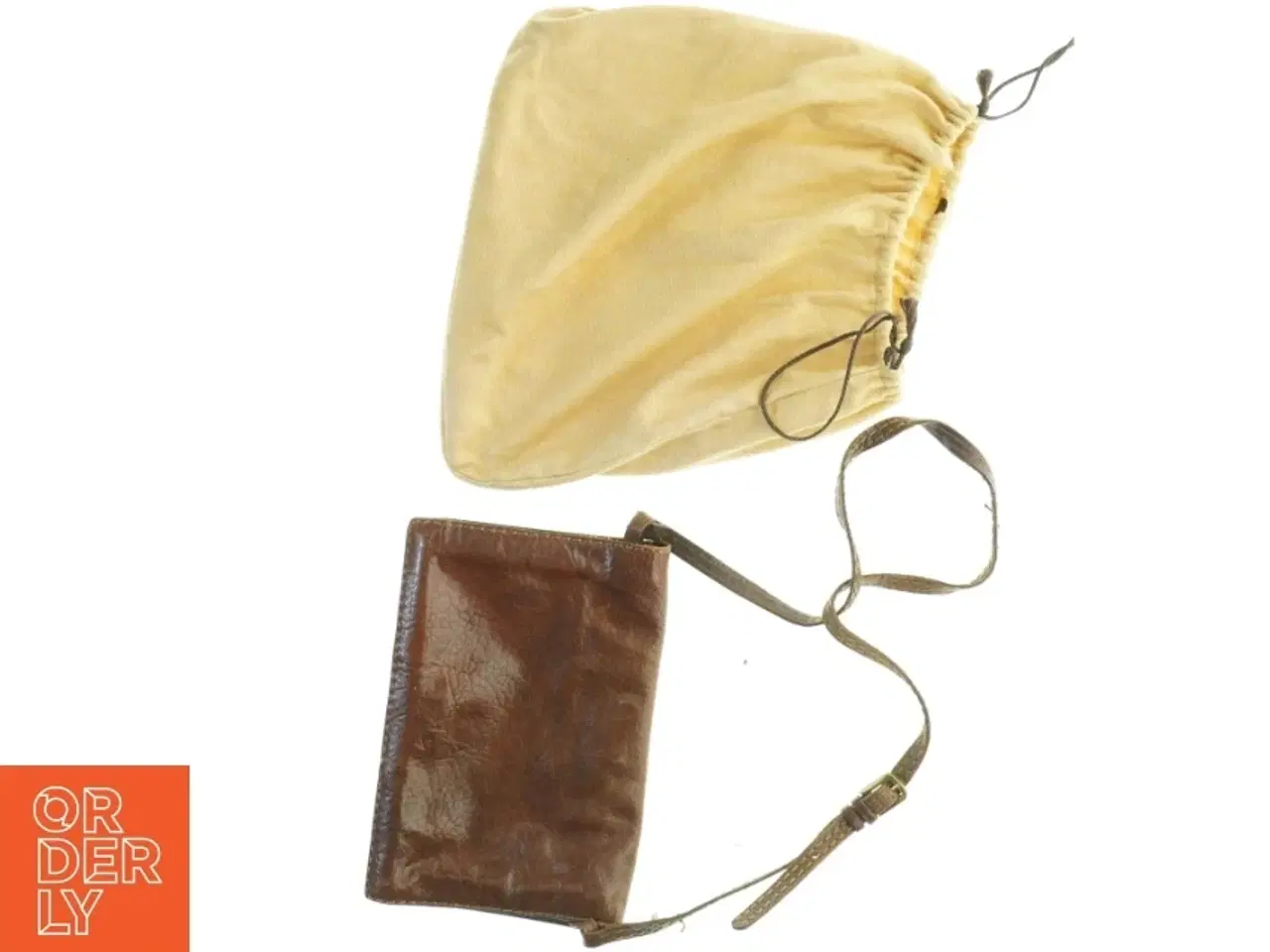 Billede 3 - Læder pung med skulderrem fra Moriconelli (str. 20 x 28 cm)