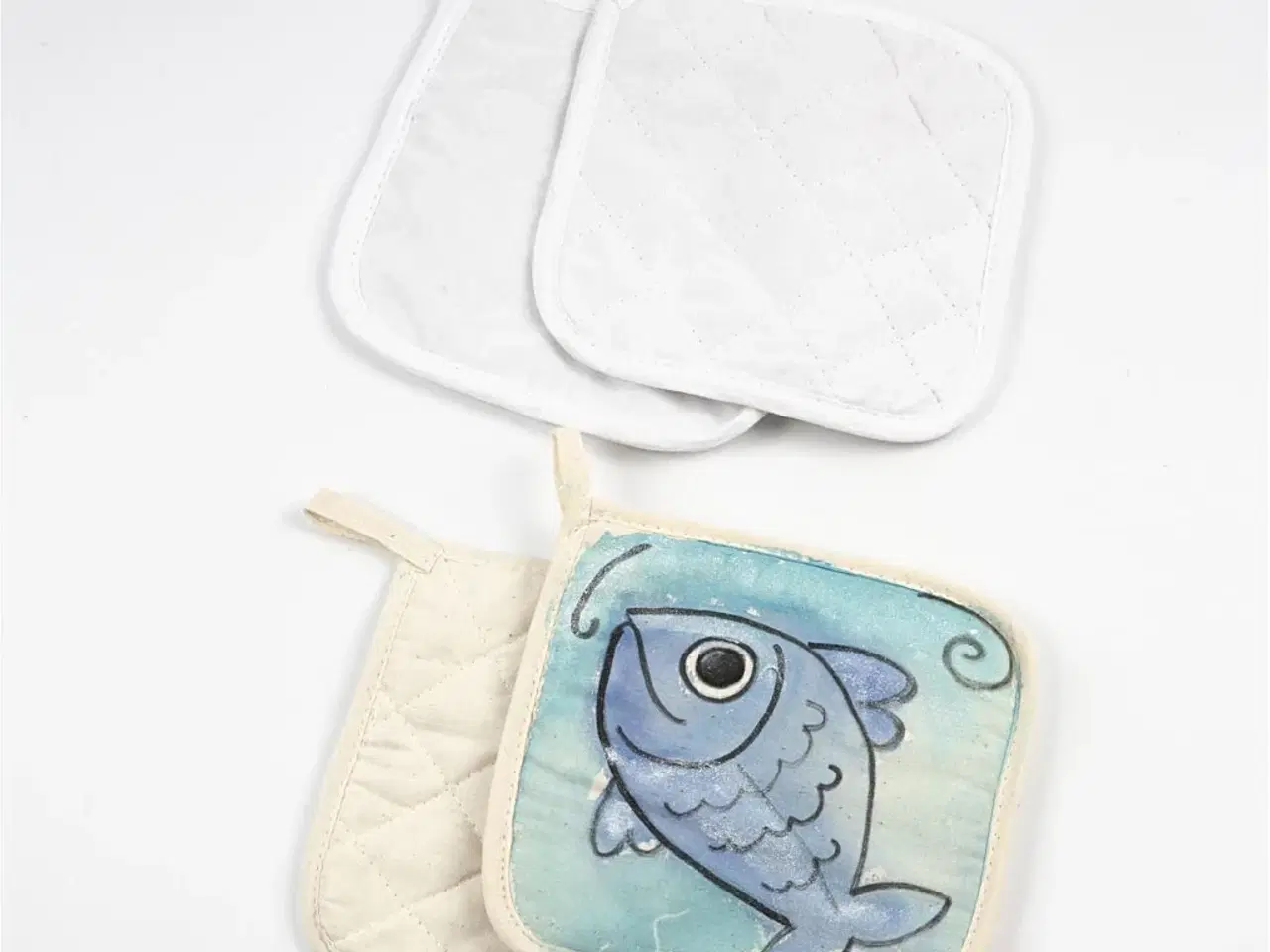 Billede 1 - 4 stk. Grydelapper i 100% Bomuld - Lys Natur, 20x20 cm