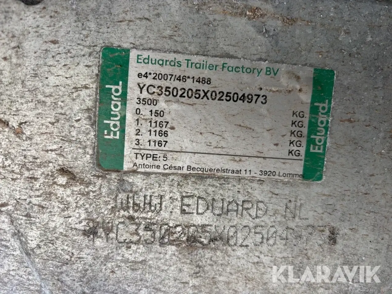 Billede 5 - Trailer Eduard 3 akslet - 3500kg