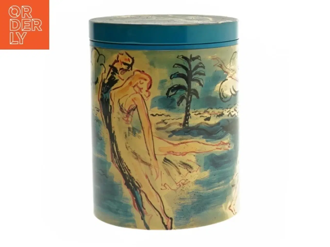 Billede 1 - Hans Bendix illustreret metaldåse irma fra Irma (str. Ø. 11,5 cm. længde. 15 cm)