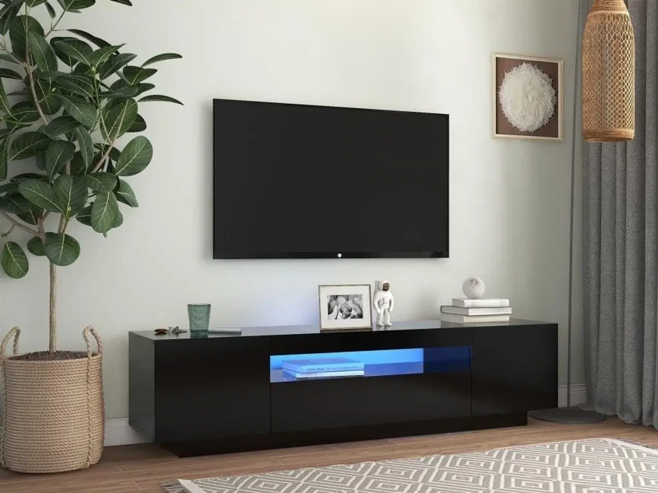 Billede 1 - Tv-bord med LED-lys 160x35x40 cm sort