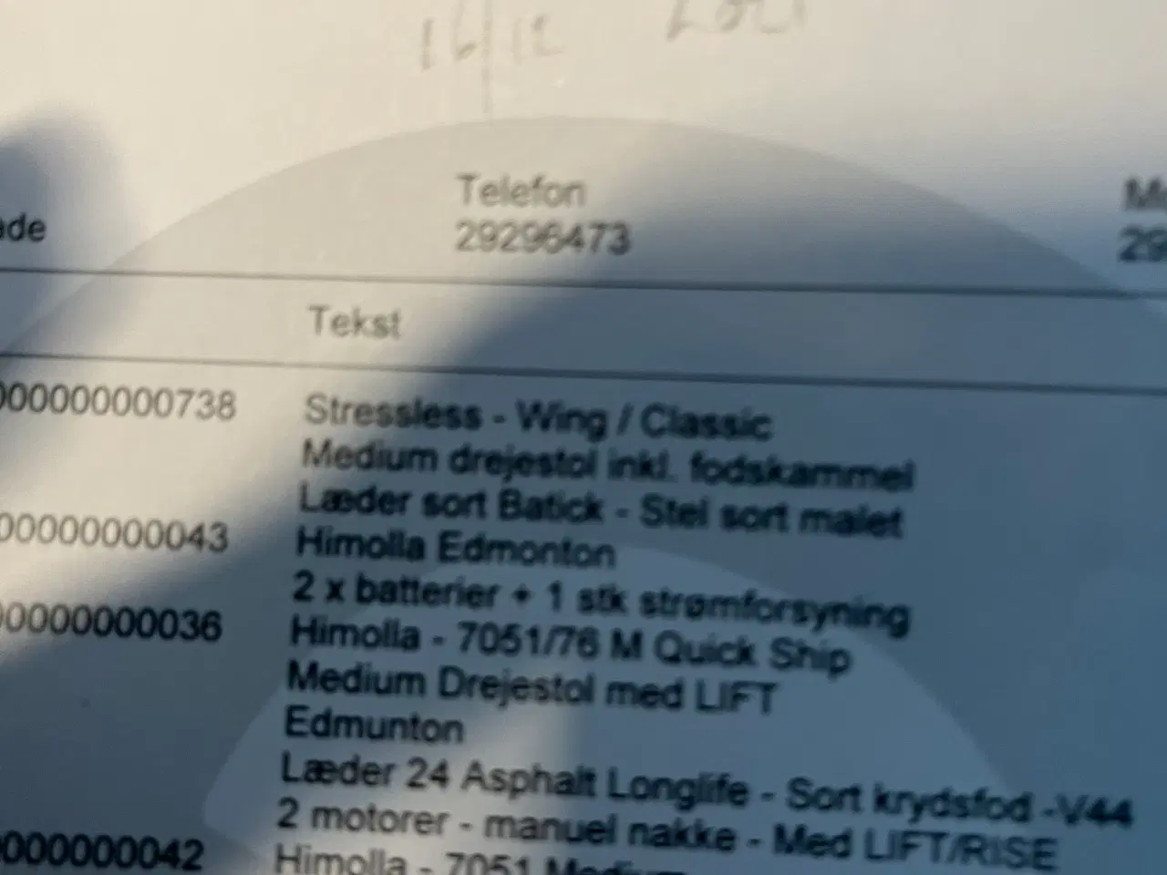 Billede 3 - 2 HIMOLLA LÆDERSTOLE med løft, fjernbetjening,