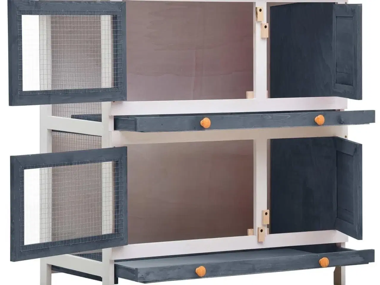 Billede 2 - Udendørs kaninbur 4 døre træ grå