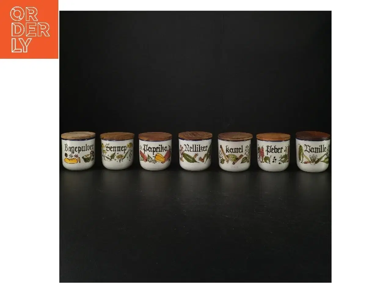 Billede 1 - Krydderiglas med trælåg (str. H. 7,5 cm. ø. 7 cm)