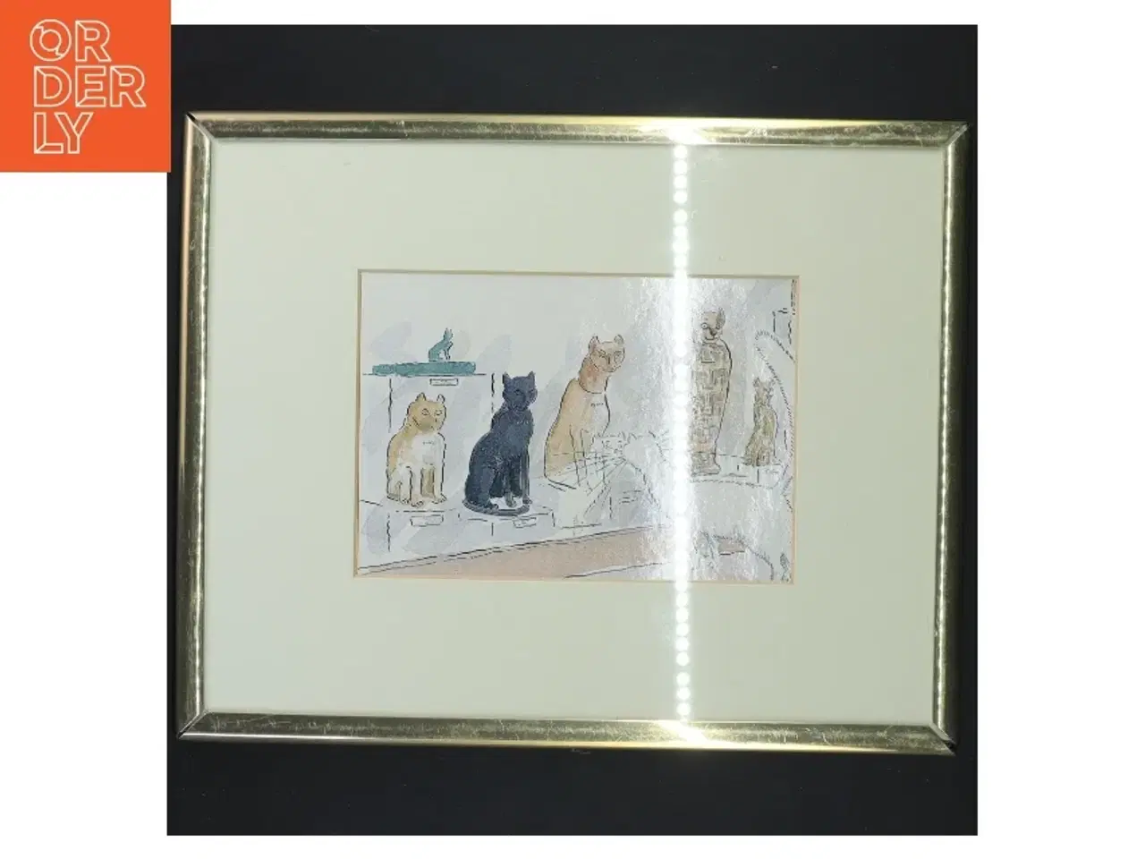 Billede 1 - Indrammet billede med katte (str. 26x21x1 cm)