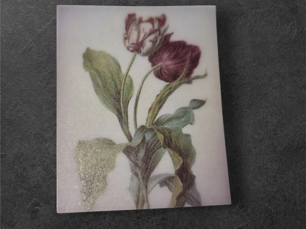 Billede 1 - Papirark med botaniske tulipaner i bordeaux Gør di