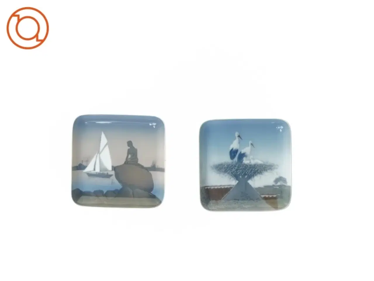 Billede 1 - Askebægre med Den Lille Havfrue nr. 1300-6531 og Skål med Storkereden nr. 1300-6583 fra Bing Og Grøndahl (str. 12 x 12 cm)