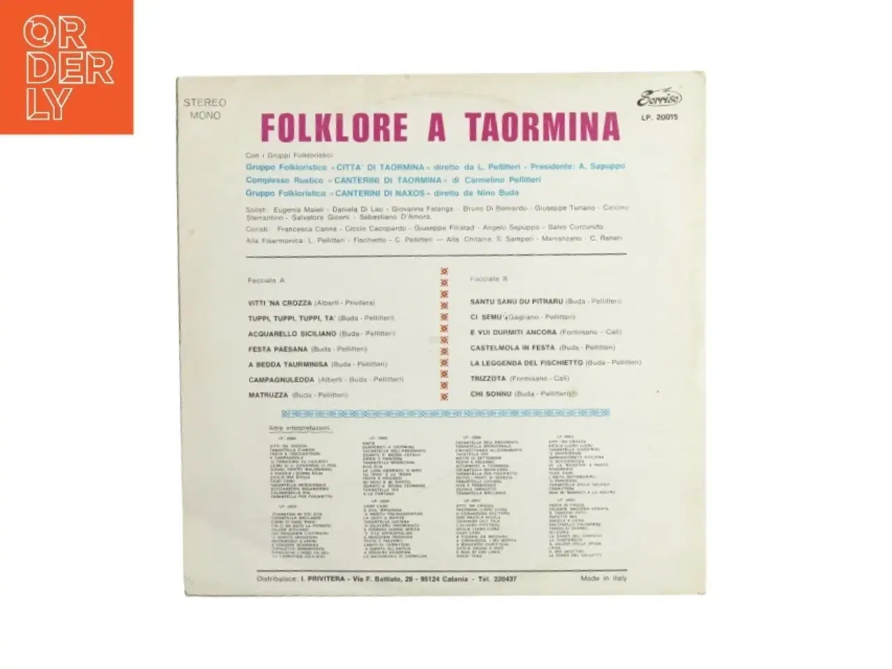 Billede 2 - Folklore a Taomina vinylplade