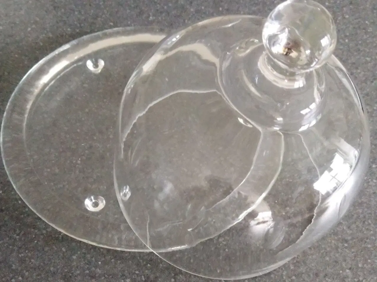 Billede 1 - glasfad ø 20 + glaskuppel ø14,5 H 11 cm