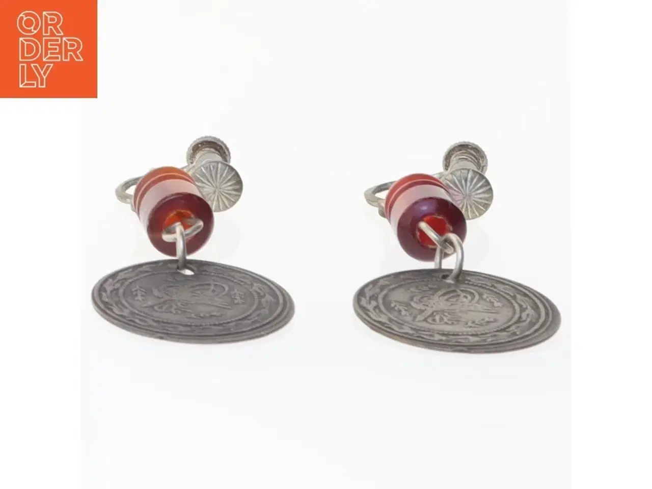 Billede 1 - Vintage skrueøreringe med vedhæng (str. 6 x 2 cm)