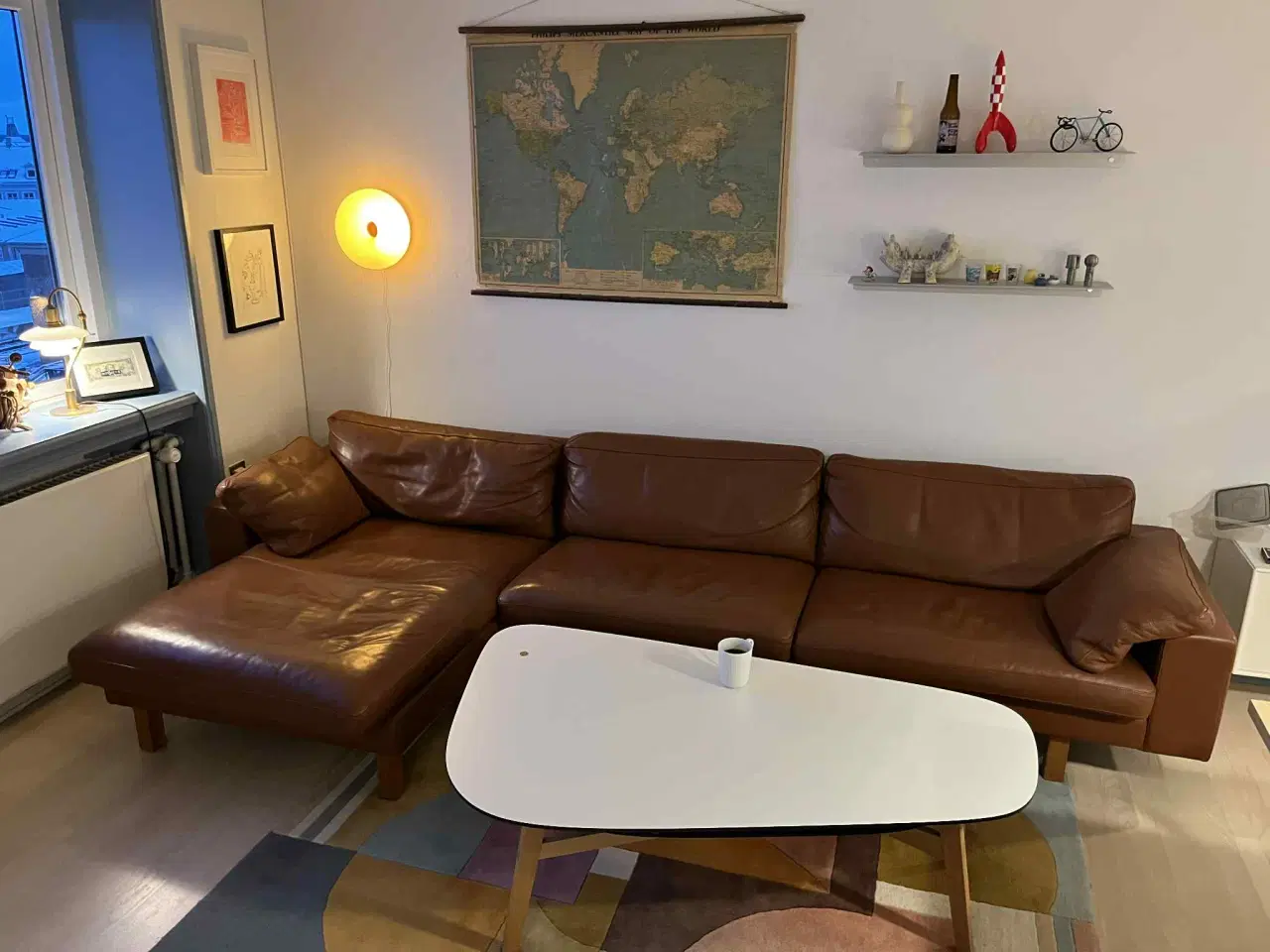 Billede 1 - Nielaus Handy sofa i brunt læder med chaiselong