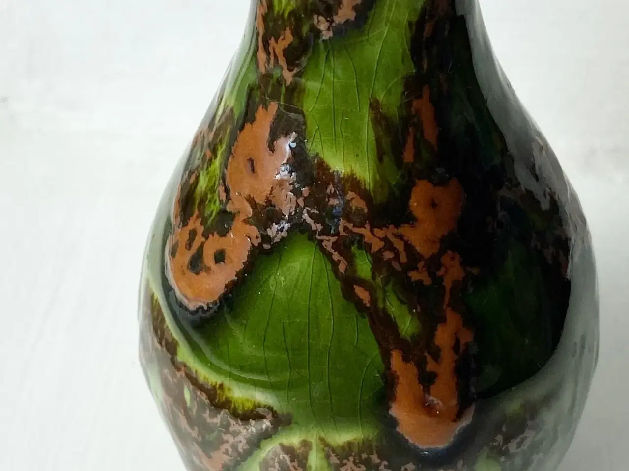 Billede 4 - Keramikvase, grøn m brun