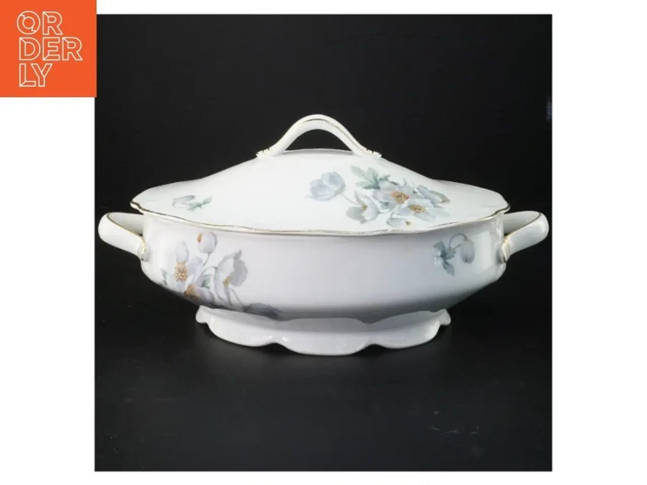Billede 1 - Porcelænsserveringsfad med låg (str. 25 x 20 cm)