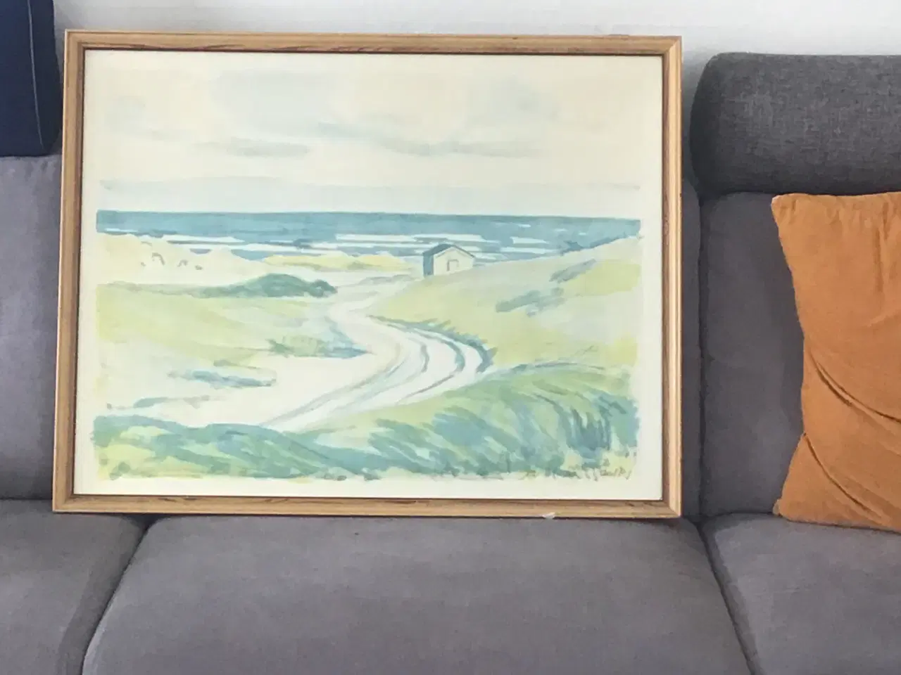 Billede 1 - Original- Akvarel med pastel af Axel p j i ramme