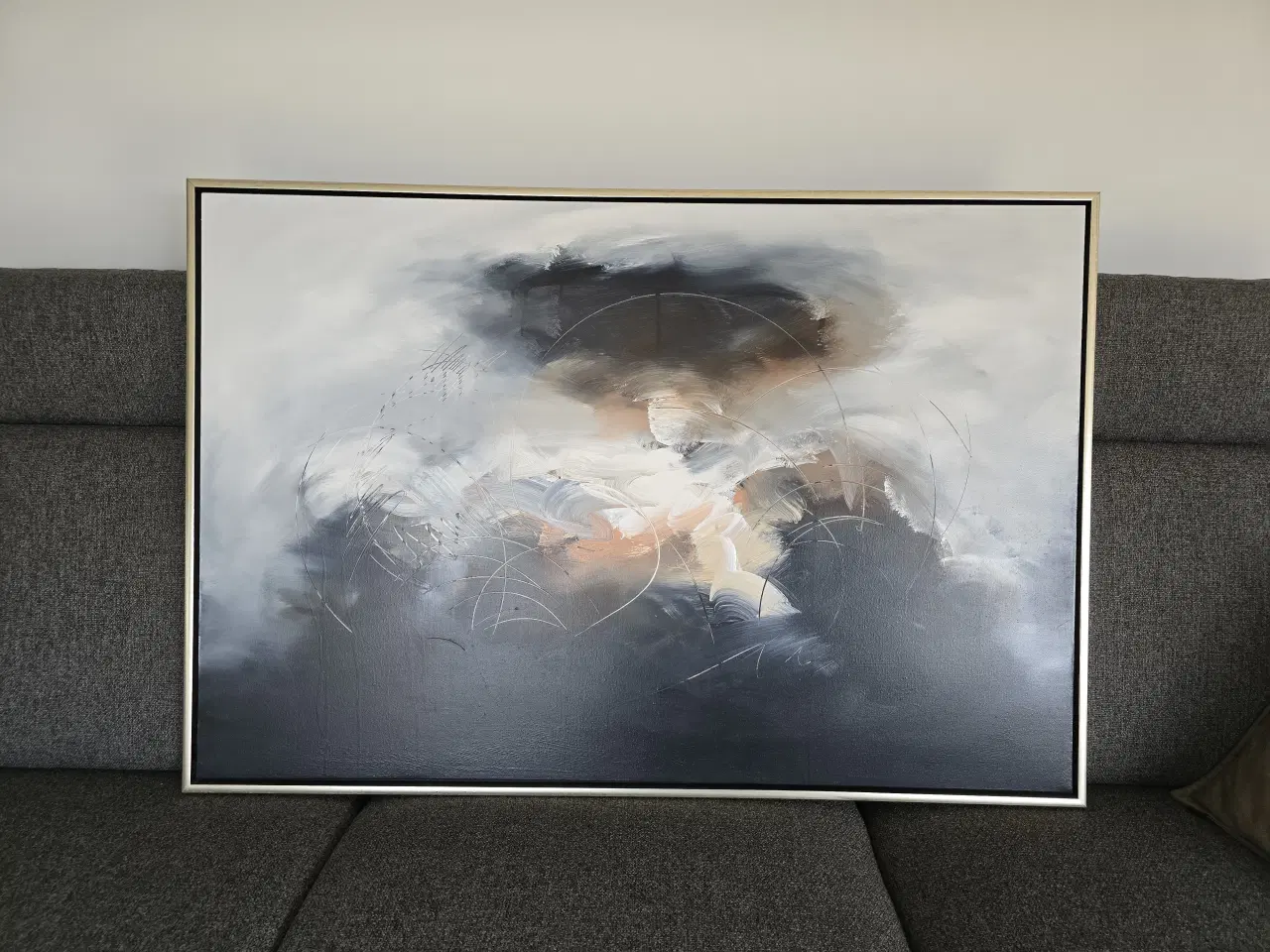 Billede 1 - 3 Abstrakte malerier i grå og beige nuancer