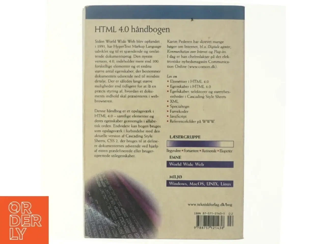 Billede 3 - HTML 4.0 håndbogen af Karim Pedersen (f. 1978) (Bog)