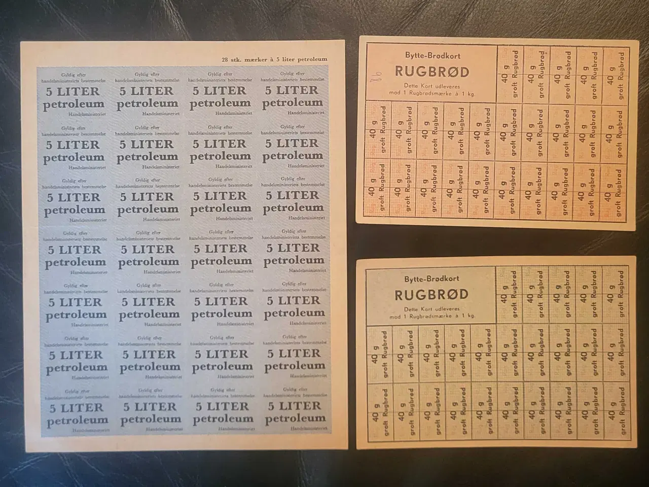 Billede 1 - WW2 - 3 Ark rationeringsmærker