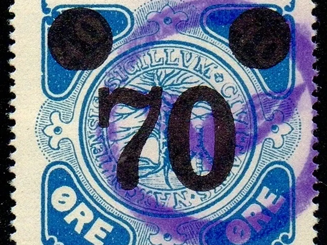 Billede 1 - Nakskov - Kragenæs Jernbane - 45 Øre overstemplet til 70 Øre - Stemplet