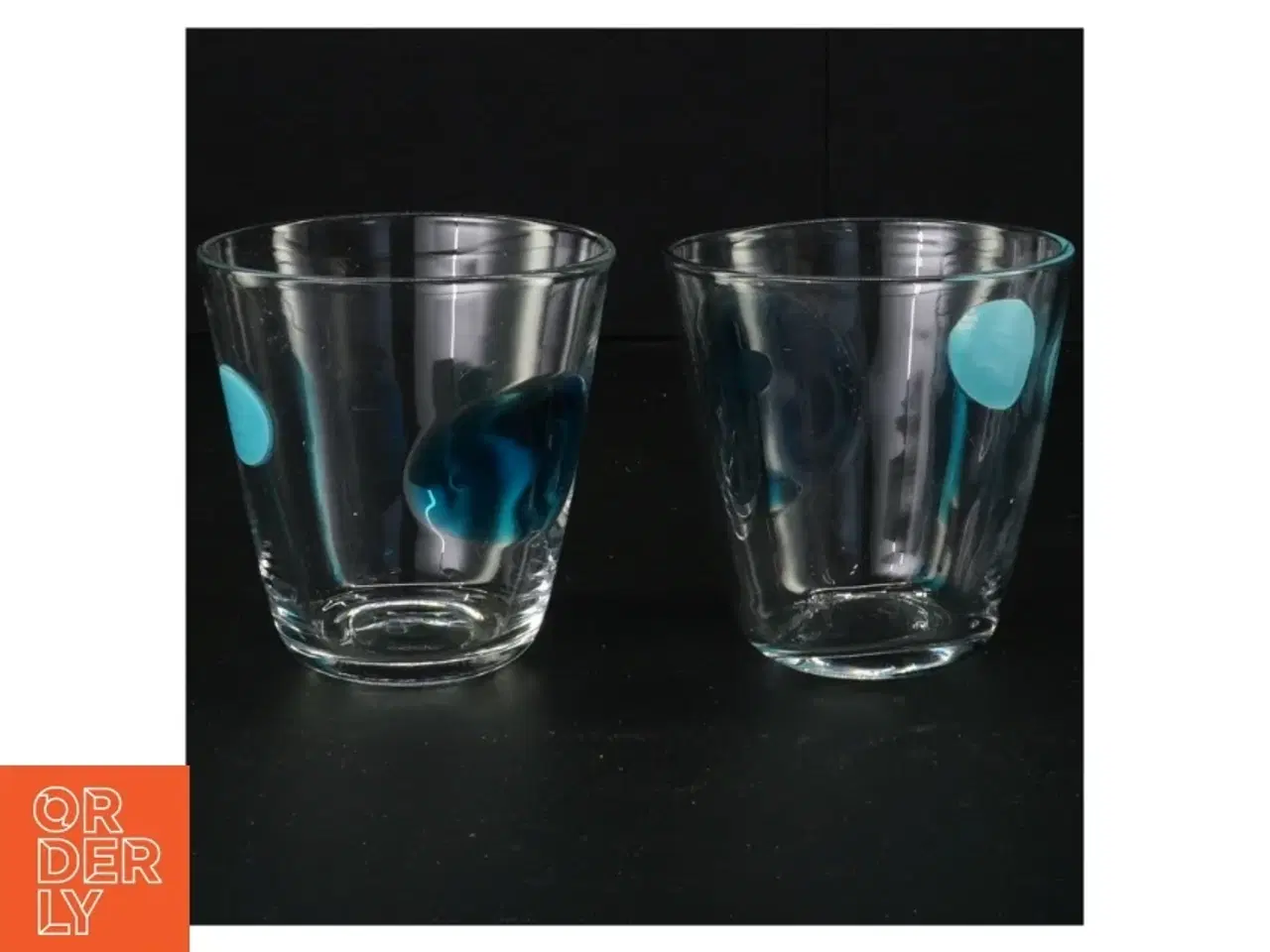 Billede 1 - Glas med blåt mønster (str. 9 cm)