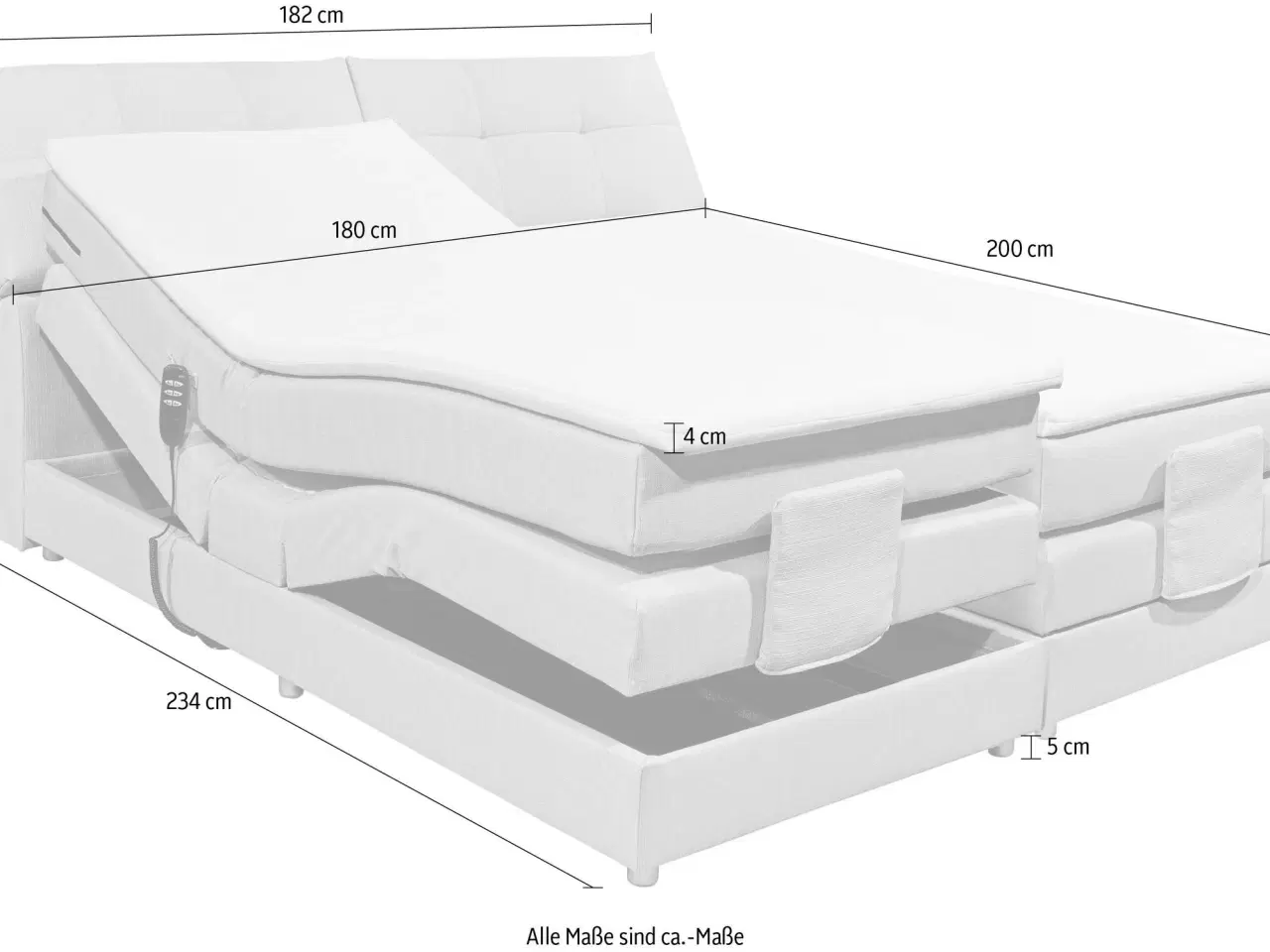 Billede 1 - Elevationssenge  CONCORD 180 x 200 x 58 cm     