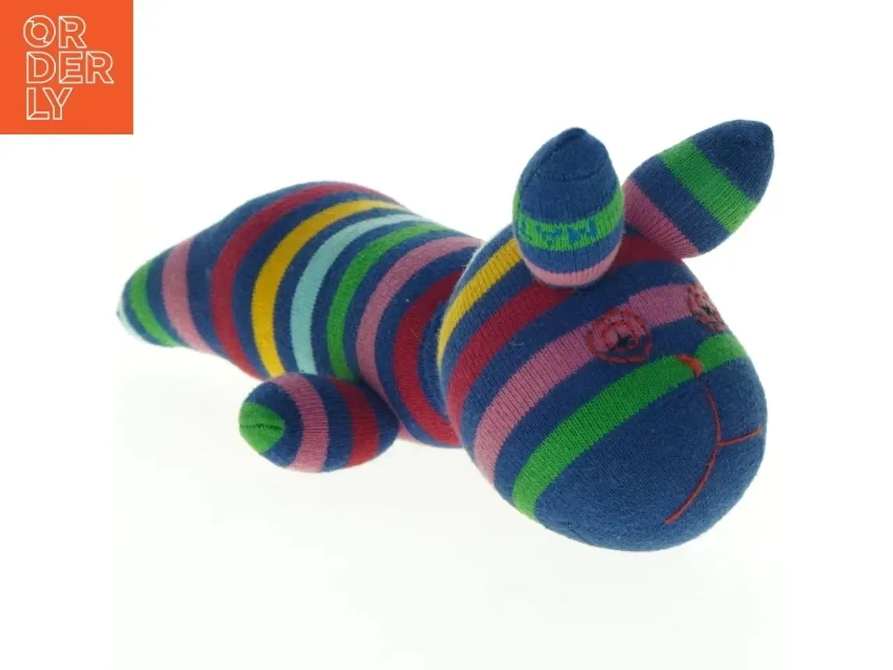 Billede 1 - Stribet stofbamse (str. 30 x 9 cm)