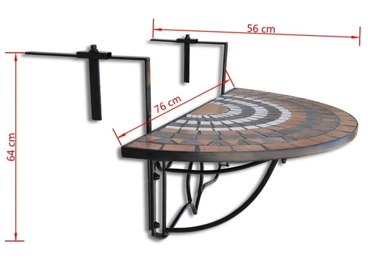 Billede 6 - Hængende altanbord mosaik terracottafarvet og hvid