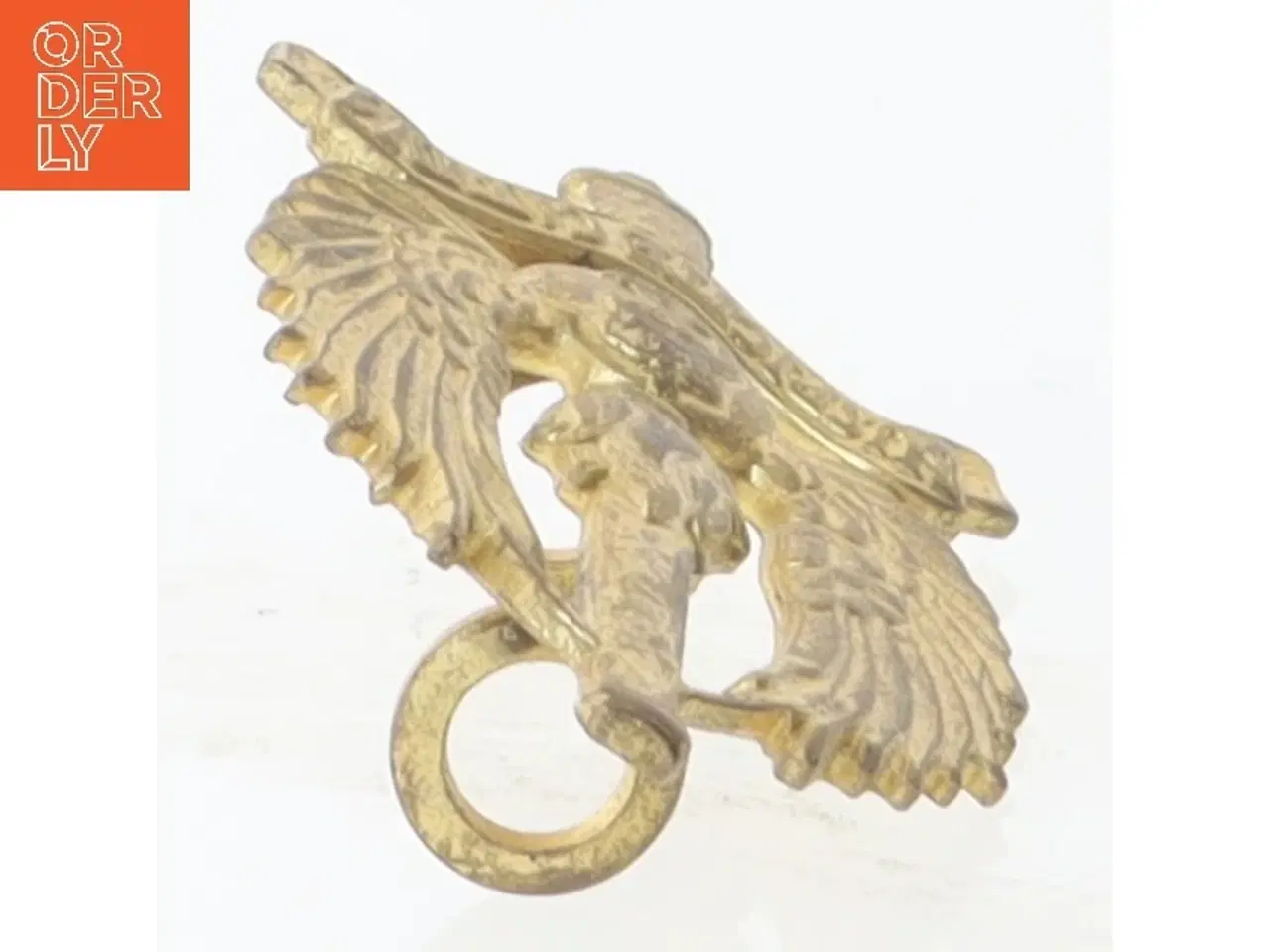 Billede 1 - Messing vægophæng med ørn og anker motiv (str. 4x2 cm)