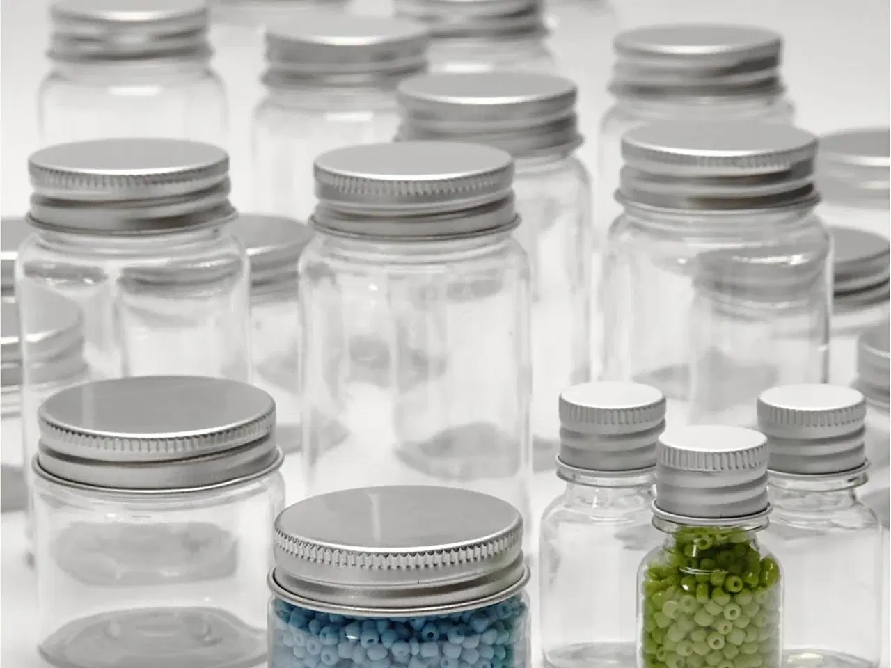 Billede 1 - Plastdåse med låg, H: 35-77 mm, diam. 24-45 mm, 13+35+50+100 ml, 80 stk./ 1 pk.