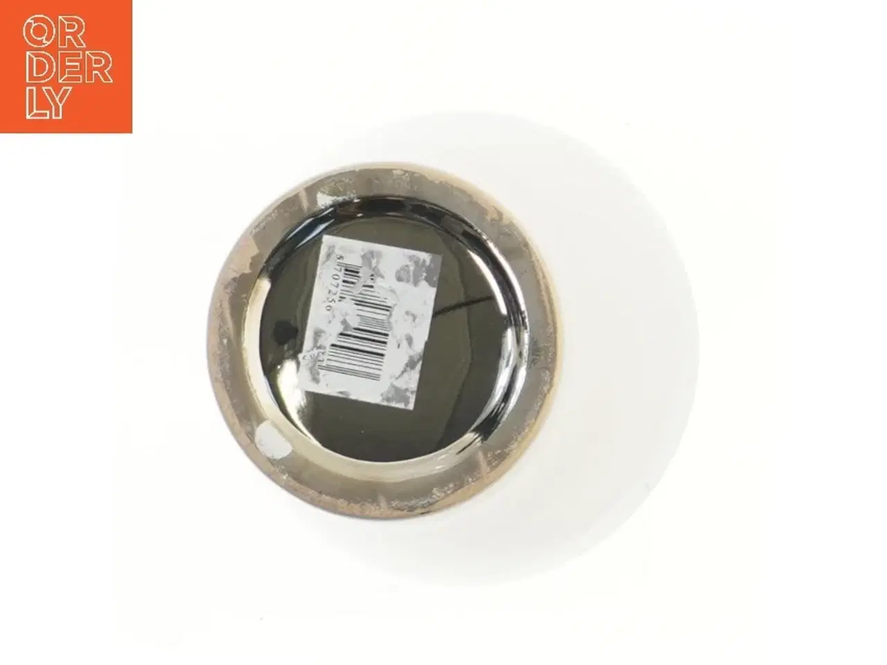 Billede 3 - Grå vase med metallisk kant (str. Ø 13 cm længde 15 cm)