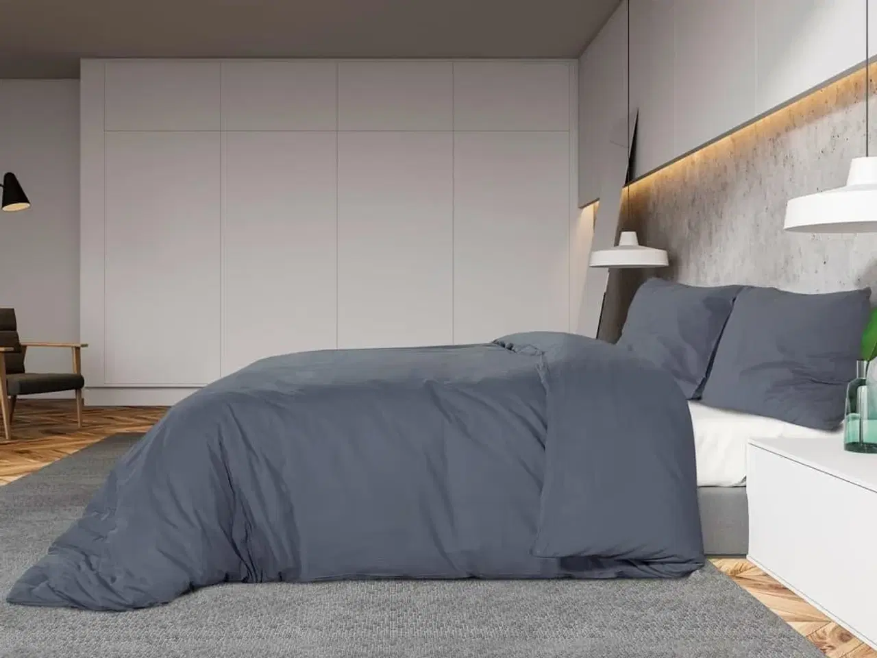 Billede 4 - Sengetøj 200x220 cm let mikrofiberstof antracitgrå